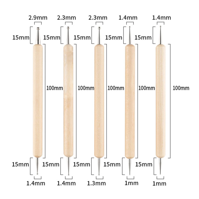 Yoezuo 5Pcs Dotting Tools Nail Dotting Dual-ended Dotting Painting Pen