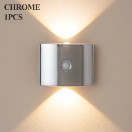 Morden Wireless Magnetic Motion Sensor Wall Light RGB Smart Home USB Rechargeable Night Light Bedroom Bedside LED Wall LampsBody color: Silver, Lamp Power(W): 1, Lamp Sizes: Small