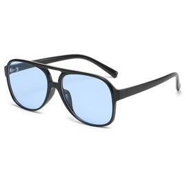 JCTAIFOO Fashion Rectangular Sunglasses Men Women Vintage 70s Square Glasses Retro Oval Sunglasses, Black/blue