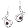 Garnet Abstract Fish Wire Frame 925 Sterling Silver Earrings, 1/2"