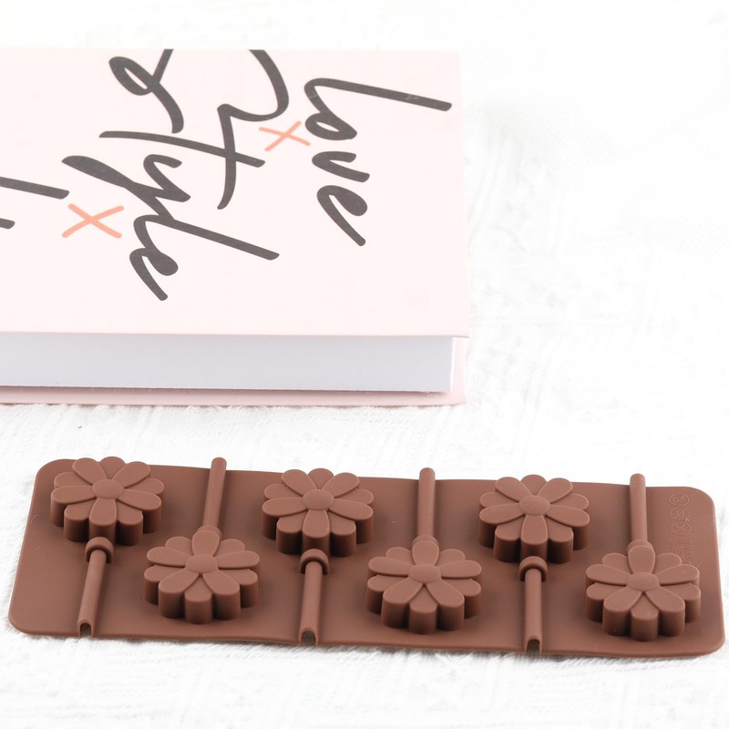 AIBOYA 6 Cavity Sunflowers Silicone Candy Mold Lollipop Sucker Mold