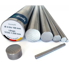 DICONFA Round Steel S355 J2+C - Diameter 15 mm x 100 mm - Diameter 6 mm to 100 mm - Length 10 mm to 1500 mm - Drawn Blank Steel H9 | ST 52 K - 1.0579 | Round Iron Shaft Structural Steel Rod Axle Bolt
