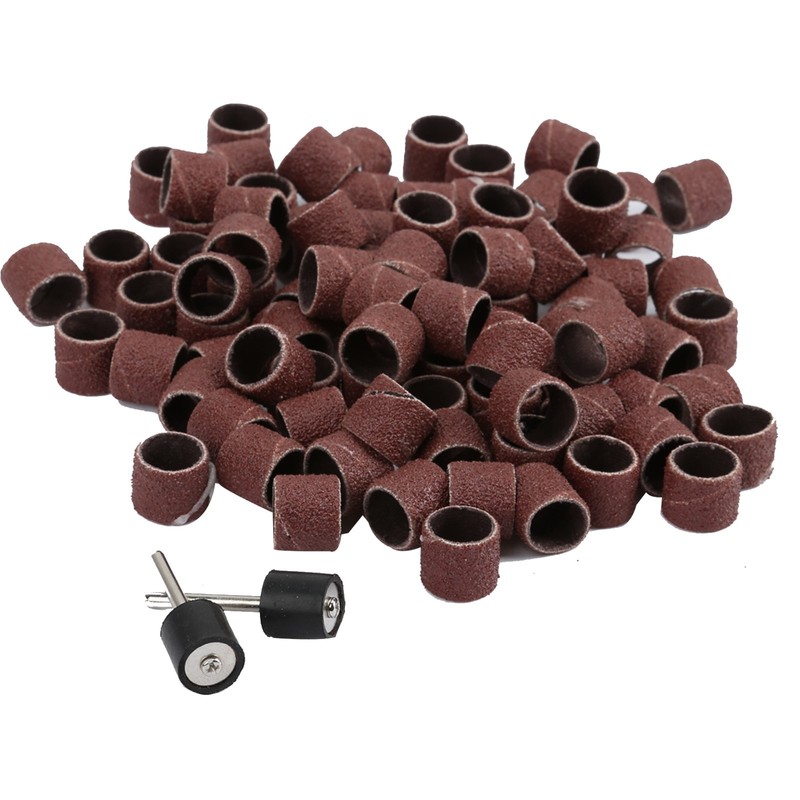 Dophee 100Pcs Sanding Drum 1/2(inch) 80 Grit Sand Bands Shank