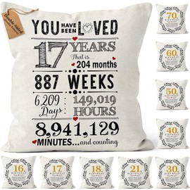 Kies CROWNLY CRYSTAL® Double-Sided 17th Birthday Gifts for Girls and Gift Boys 45x45 Cushion Cover Populer Boyfriends Birthday Ideas Happy Birthday Sister Gift, Daughter Gifts (17th)
