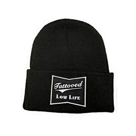 cartel ink OG Tattooed Low Life Cuffed Knit Beanie Black