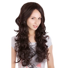 Long Lady Fashion Quality Wig mixed BROWN brunette G49031-2T33 Middle Parting Peluca