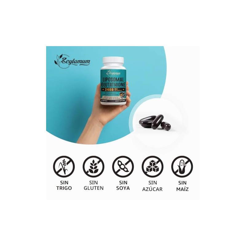 Zeylamum Cápsulas Blandas Glutatión Liposomal 2400 Máxima Absorción Forma Activa