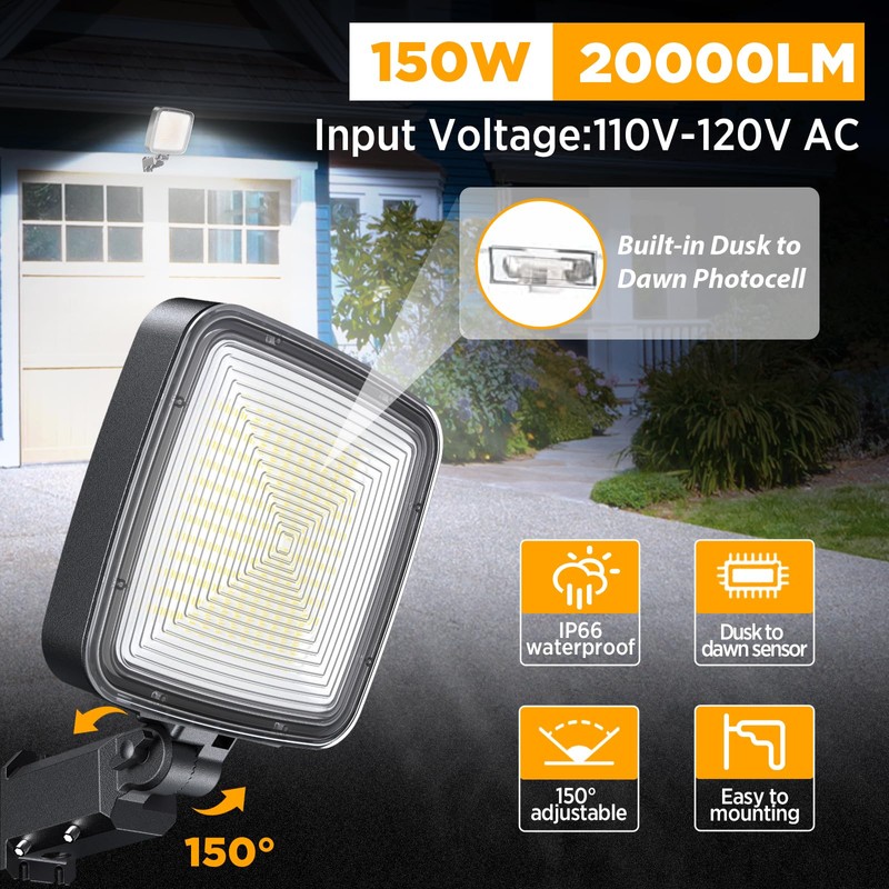 WILLGOTOP 150W Dusk to Dawn Outdoor Lighting, 20000LM LED Barn
