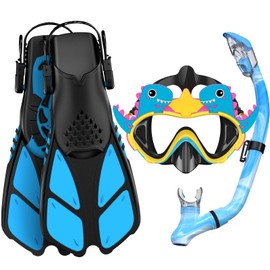 Kids Snorkel Mask Fins Set for 3-8 Years Old Boys Girls Youth Junior with Carrying Bag for Snorkeling Swimming Freediving