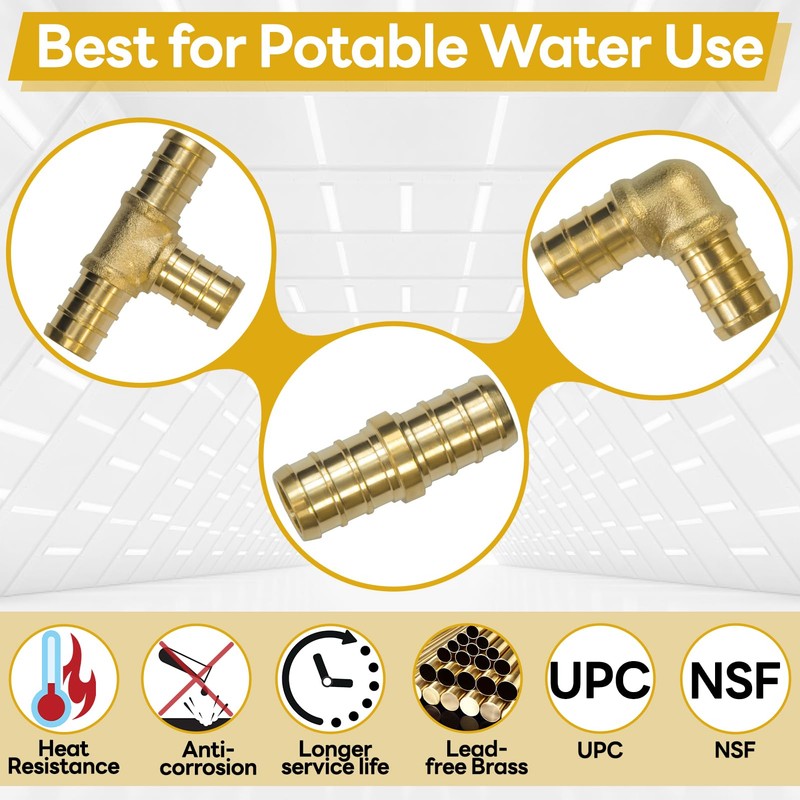 1/2" Pex Fittings, 48Pcs 1/2 Inch Pex Fittings Combo with