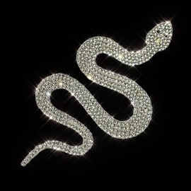 Bling Snake Rhinestones Decal, Sparkling Bedazzled Snake Symbol Waterproof Crystal Anti-Scratch Sticker 4'' Height