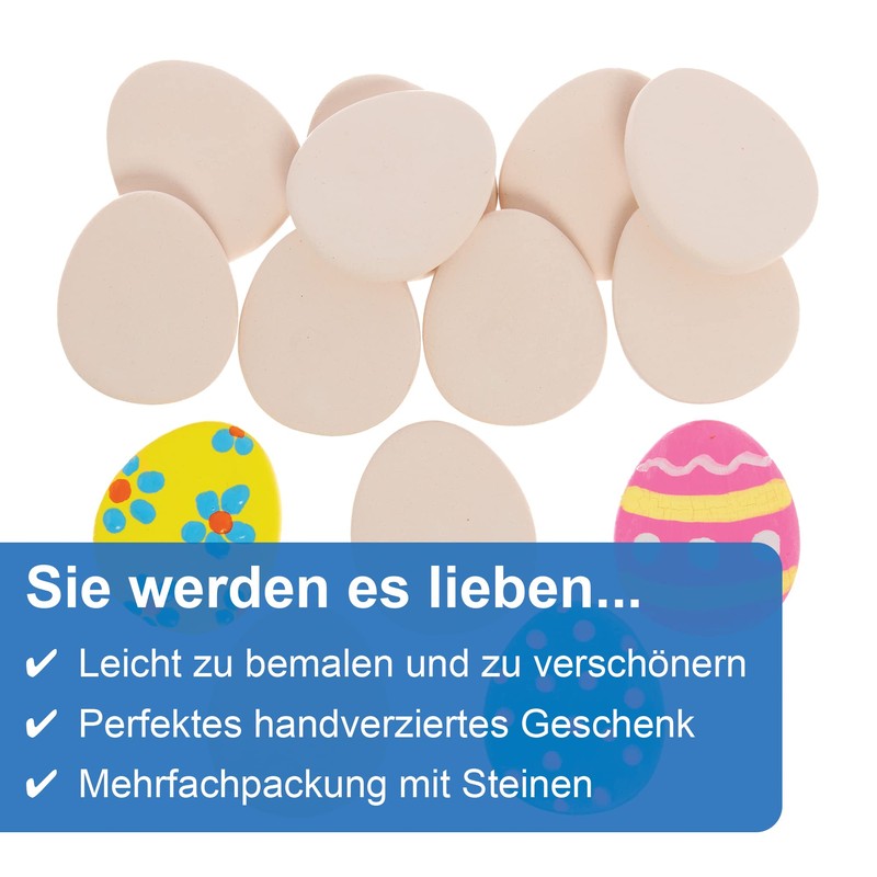 Baker Ross FX709 Egg Shaped Ceramic Painting Stones - 15