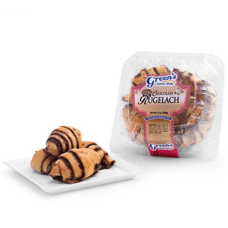 Green's Bakery Sugar-Free Kosher Chocolate Rugelach Pastry - 8 oz.