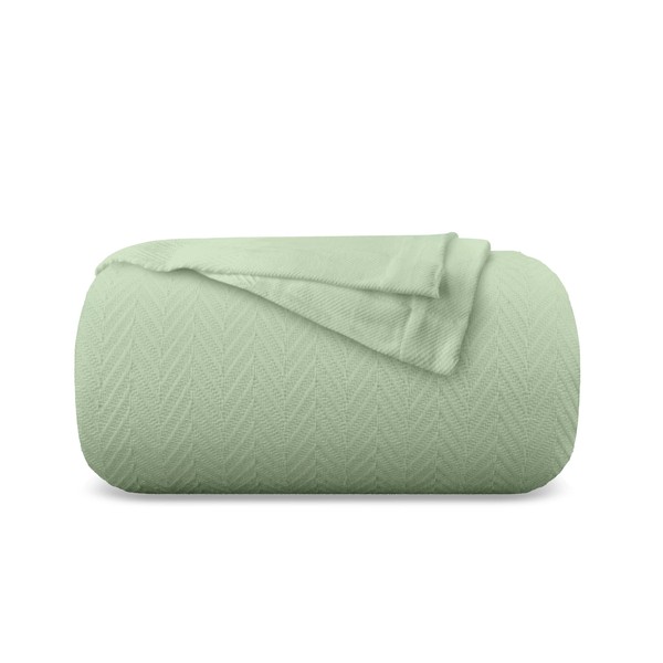 Carressa Linen Pure Cotton, Luxury Twin Size Soft Sage Blanket