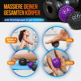 dr wüller&gomez Hedgehog Ball Set - 3-Piece - Premium Massage Ball with Nubs & Foot Roller - Hedgehog Ball Foot Massage - Hedgehog Ball Hard & Medium - Stress Relief Mental and Physical - Nub Ball