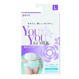 YouYou for MIDY Water Absorption Shorts, Water Absorption Amount, 0.4 fl oz (10 cc), Saxophone Blue, L Size (Light Incontinence Pants)