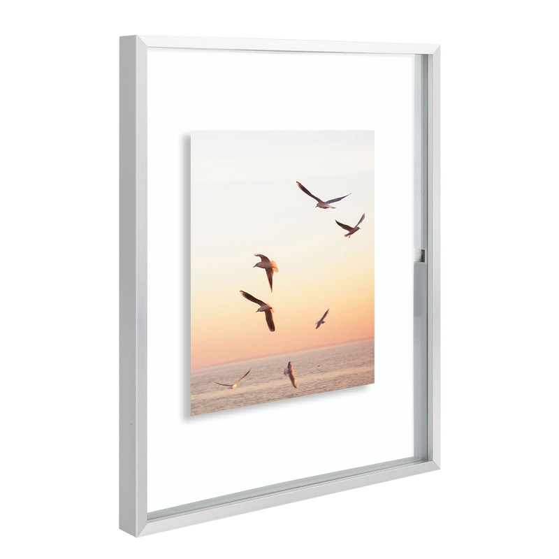 Frametory, 11x14 Floating Picture Frame - Metal Photo Frame -