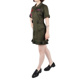 CoolChange Aviator Suit Dress | Fighter Pilot Jumpsuit Women's Costume | Olive Green | Size: L