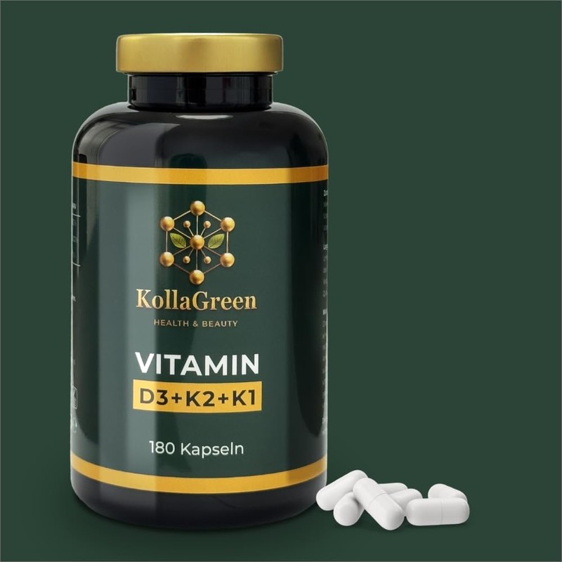 KollaGreen® Vitamin D3 + K2 + K1 – Hochdosiertes Vitamin-Komplex