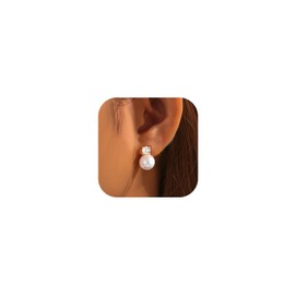 ORAZIO Pearl Clip on Earrings for Women Danlge Fake Trendy Non Piercing Hypoallergenic Cute Pink Bow Gold Plated Clip on Earrings for Women Q