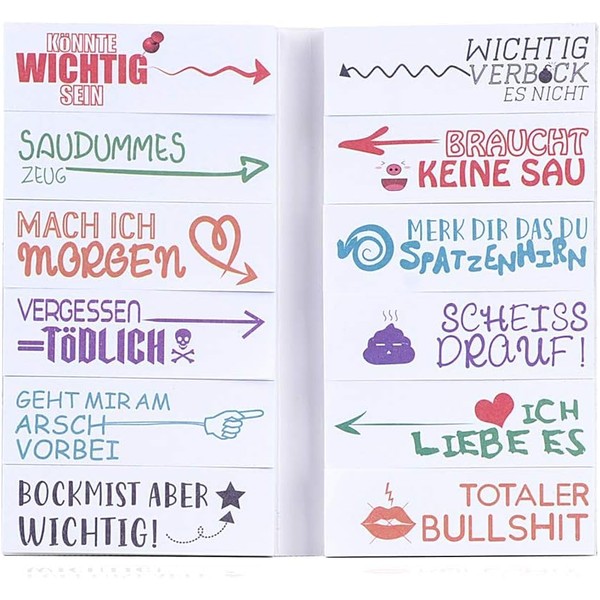 600 sheets funny sticky notes (12 x 50 sheets) -