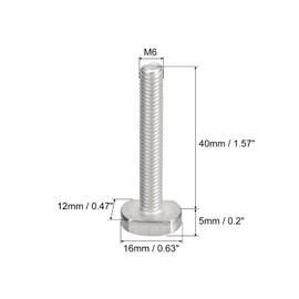 QUARKZMAN T-slot bolts, M6 x 40 mm, T-slot entry bolts, sliding bolts, 304 stainless steel, T shape screws for T track