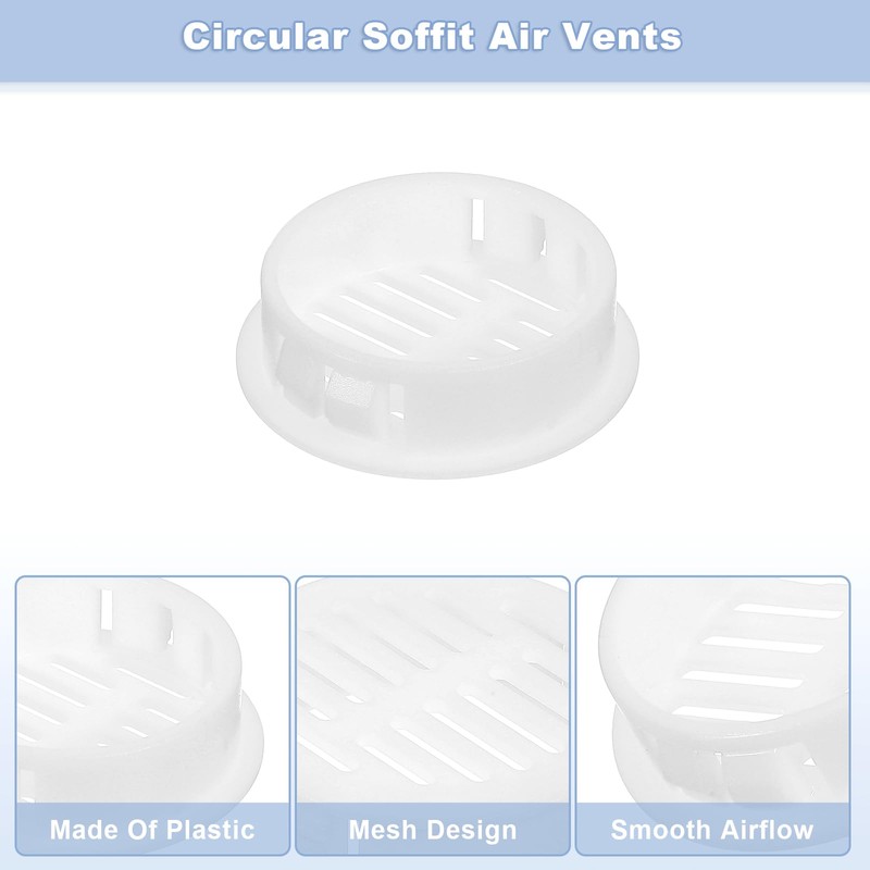 sourcing map 8Pcs 35mm/1.38" Circular Soffit Air Vents, Plastic Soffit