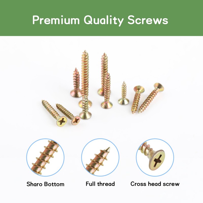 360 Piece Screws Set, Wood Screws Set, Self-Tapping Screws Assortment