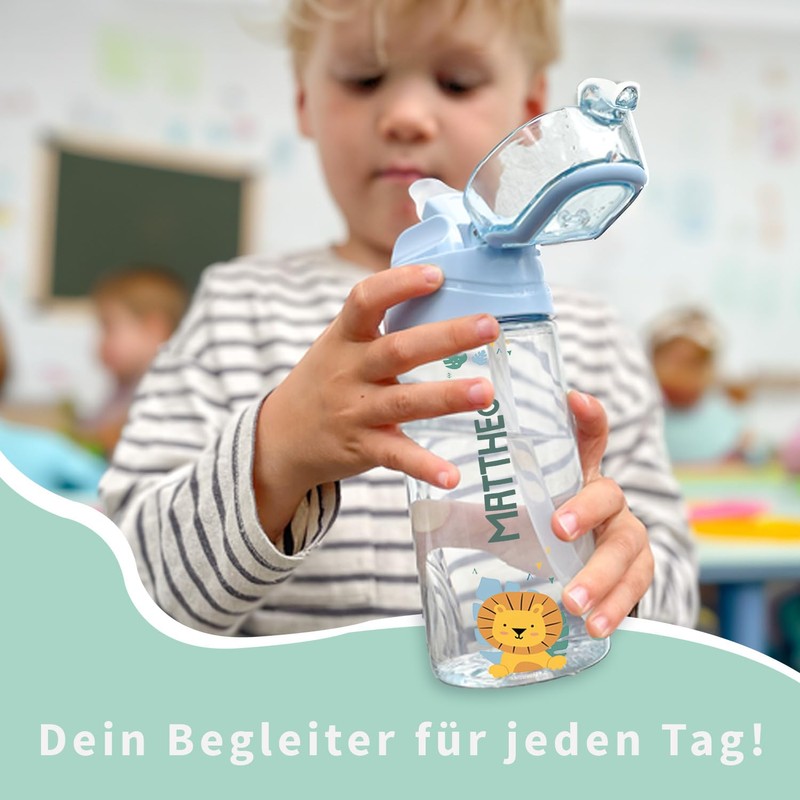 gutmarkiert Water Bottle with Name and Motif, Dishwasher-Safe and BPA-free