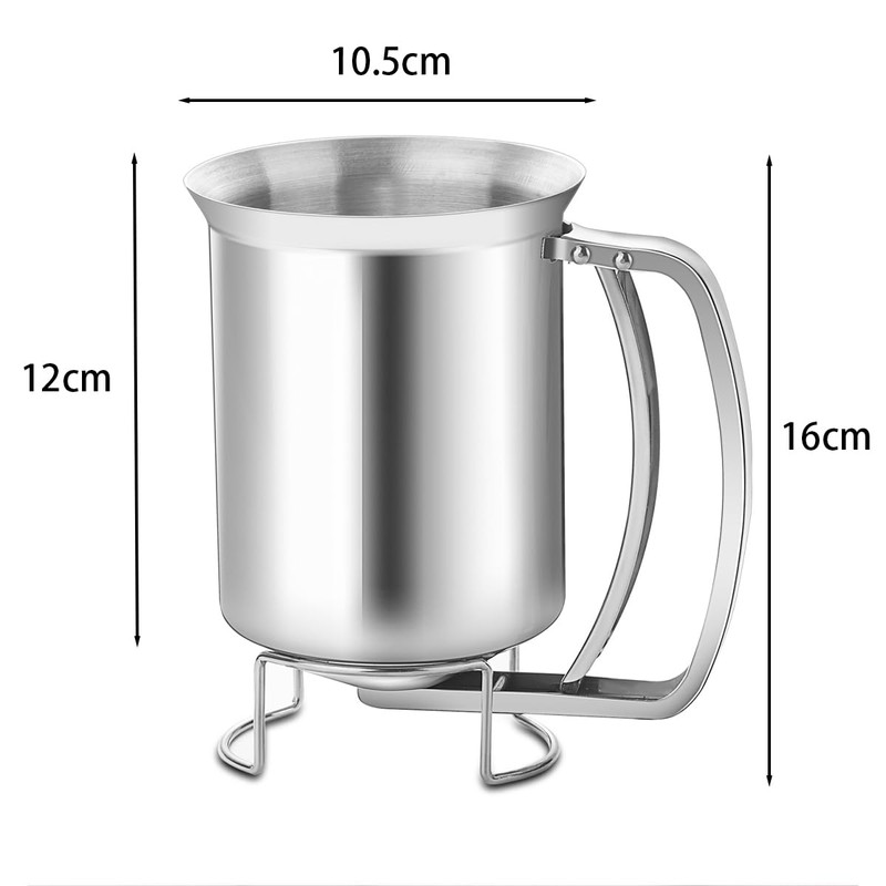 ZONADAH Flour Dispenser Pancake Batter Dispenser with Lid Stainless Steel