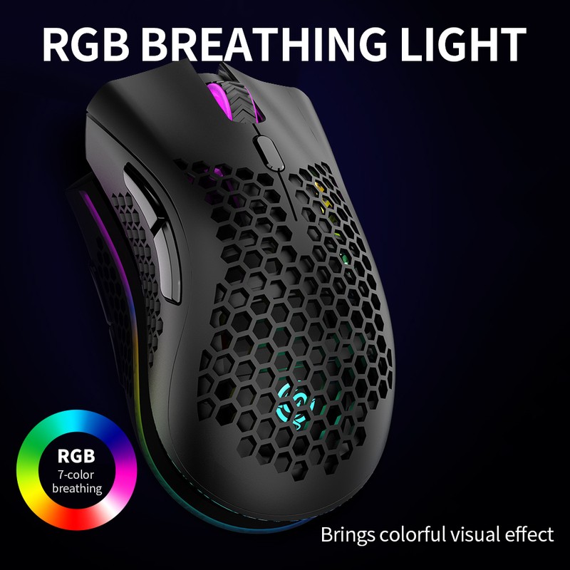 2.4G Wireless Gaming Mouse Rechargeable Mouse with RGB Light Effect