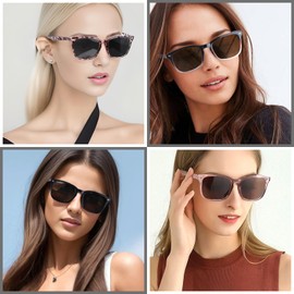 LVIOE Polarized Sunglasses for Women Men Retro Classic Square Stylish Sun Glasses with UV400 Protection CLS8082