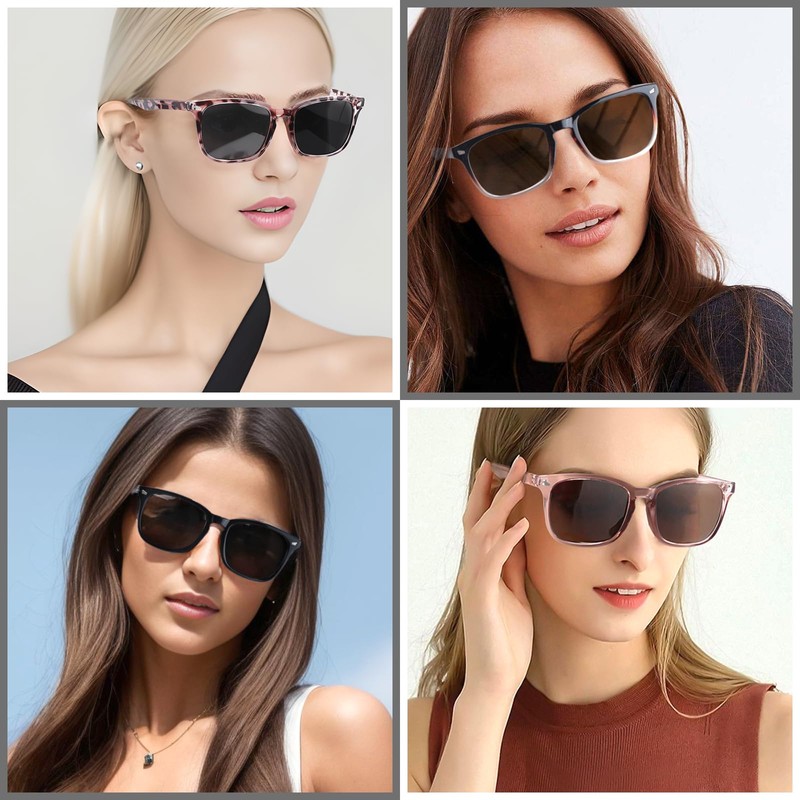 LVIOE Polarized Sunglasses for Women Men Retro Classic Square Stylish