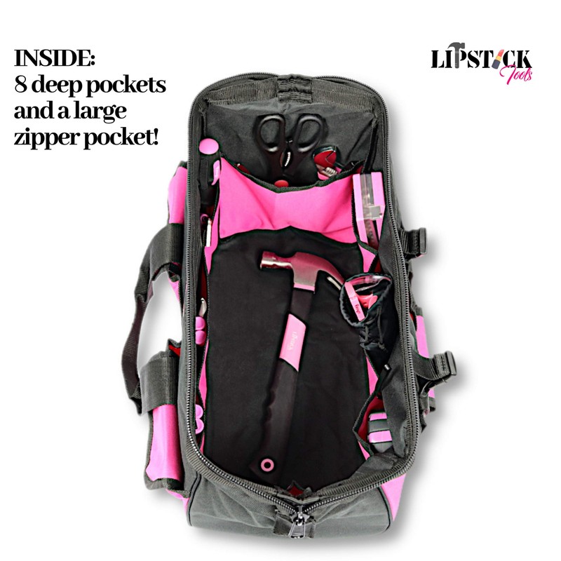 LipStick Tools 18-Inch Multi-Purpose Zip-Top Pink Storage Wide Mouth Tool