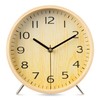 Navaris Analogue Wooden Clock - Silent Movement Round Wood Clock