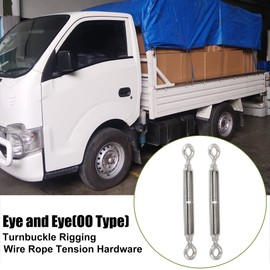 X AUTOHAUX 2pcs M10 10mm OO Type Eye and Eye Car Turnbuckle Rigging Wire Rope Tension Screw 304 Stainless Steel Hardware for Cable Railing Adjustable