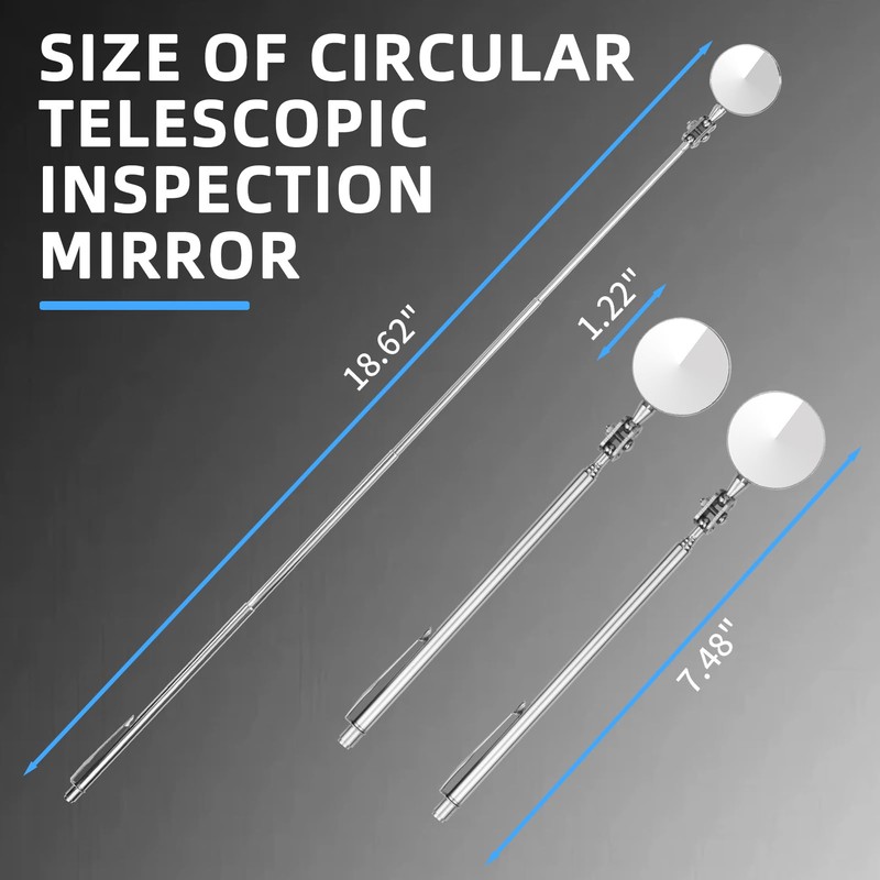 CZMOONSEE Circular Telescopic Inspection Mirror for car Maintenance, Steering Telescopic