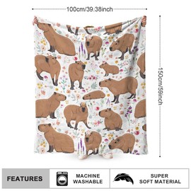 FYDZBSL Capybaras Blanket Throw, Cartoon Cute Blanket Gift for Kids Soft Warm Fuzzy Throw Blankets Kids or Adults for Crib Bed Couch Chair Four Seasons Living Room Travel Outdoor