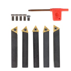 kimllier 5Pcs 1/2 Inch Indexable Carbide Lathe Turning Tool Holder Metal Lathe Tools Inserts Bits with TCMT16T304 Carbide Inserts Fit for Finishing Operations