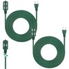 15 Feet Green Extension Cord for Christmas Tree, 3 Outlet,
