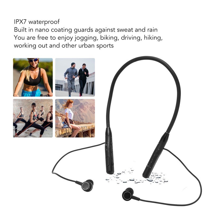 Bluetooth Neckband Headphones IPX7 Waterproof HiFi Stereo Deep Bass Magnetic