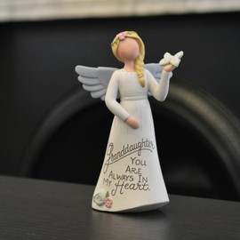 Blossom Bucket Graceful Sentiments Angel - Granddaughter, 5-inch Height, White, Resin, Figurine, Home Decor