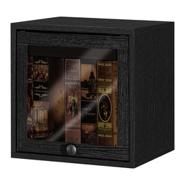 FUSUNBAO Magic DIY Cube Storage Organizer Stackable Cubes for Home Books Clothes Toy-Modular Cubby Storage System-Office Cubical-Bookcase Closet(Black, Glass Door Cube)