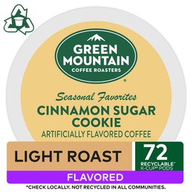 Green Mountain Coffee Roasters Cinnamon Sugar Cookie Keurig Single-Serve K-Cup Pods, Light Roast Coffee, 12 Count (Pack of 6)