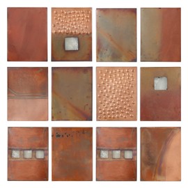 Sweet Summer Living Wall Art Hand Crafted Copper Plated Set of 12 Metal Tiles (8 inch x 6 inch x 1 inch Each) Vintage, Farmhouse, Wall Décor Metal Antique Copper Finish