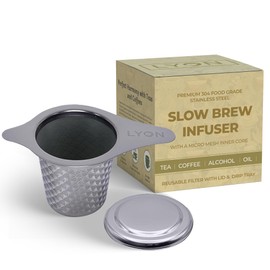 Lyon 304 Stainless Steel Tea Infuser with Double Wall Extra Fine Micro Mesh Inner Core Strainer - Tea Strainers for Loose Leaf Tea - Coffee and Tea Slow Brew Filter for Cups, Mugs, Teapot, & More