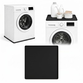 Abalter 1pcs Washer and Dryer Topper Protector Mat 27" x 27", Silicone Dryer Top Protector Mat, Washer Drip Pan, Non-Slip Waterproof Laundry Washing Machine Top Cover Protector (Black)