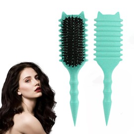 Frogetu Curl Hair Brush, Hair Brush, Curl Styling, Curling Brush, Boar Bristles Hair Brush, Multifunctional Organic Hair Brush Without Pulling, Massaging and Detangling