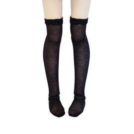 Petite Marie 1/3 MDD MSD Compatible Knee High Socks, Transparency and Soft Feel, Black Background x Red Polka Dot, 15.7 inches (40 cm) Doll Clothes [Petite Marie] [Petite Marie] [No.0088]