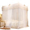 KIMISS Bed Curtain Bed Canopy White Polyester Luxury Princess Four